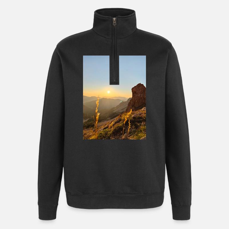 Coucher de soleil - Sweat à zip 1/4 - noir