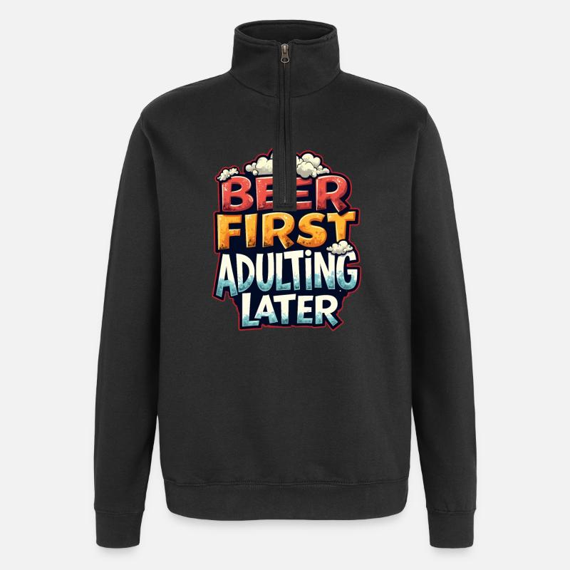 ERST BIER, DANN ERWACHSEN WERDEN - Quarter-Zip-Sweatshirt - Schwarz