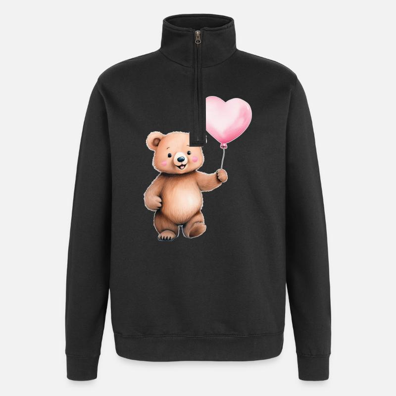Herzballon Teddy - Quarter-Zip-Sweatshirt - Schwarz