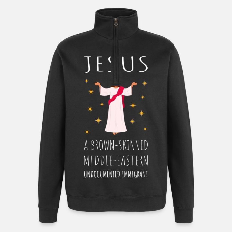 Jesus - A Brown-Skinned Middle-Eastern Immigrant - Quarter-Zip Sweatshirt - black