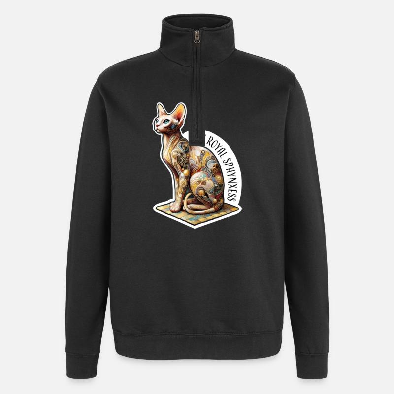 Sphynxess, Artistic Spynx Cat - Quarter-Zip Sweatshirt - black