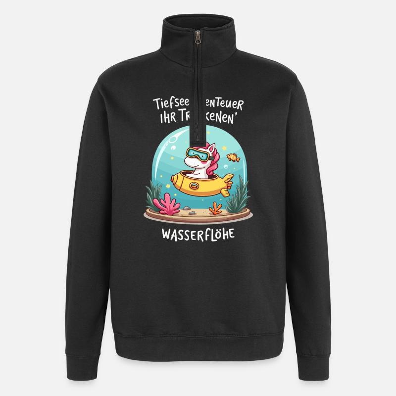 Aquarium Licorne - Sweat à zip 1/4 - noir