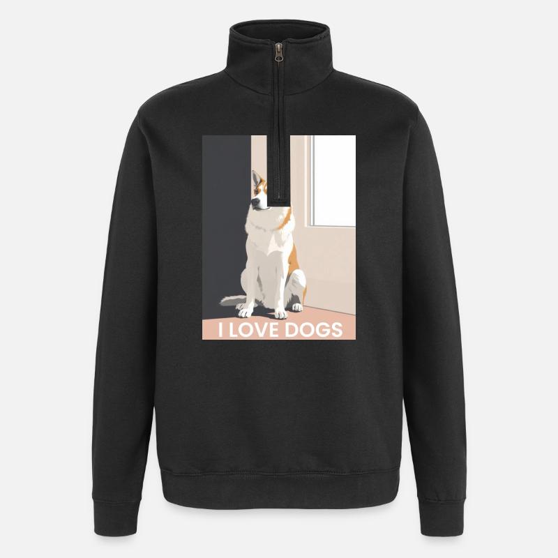 Illustration de chien mignon avec texte - Sweat à zip 1/4 - noir