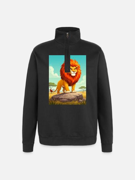 Leeuw - dodelijk toproofdier van Afrikaanse savanne - Sweatshirt met 1/4-rits - zwart