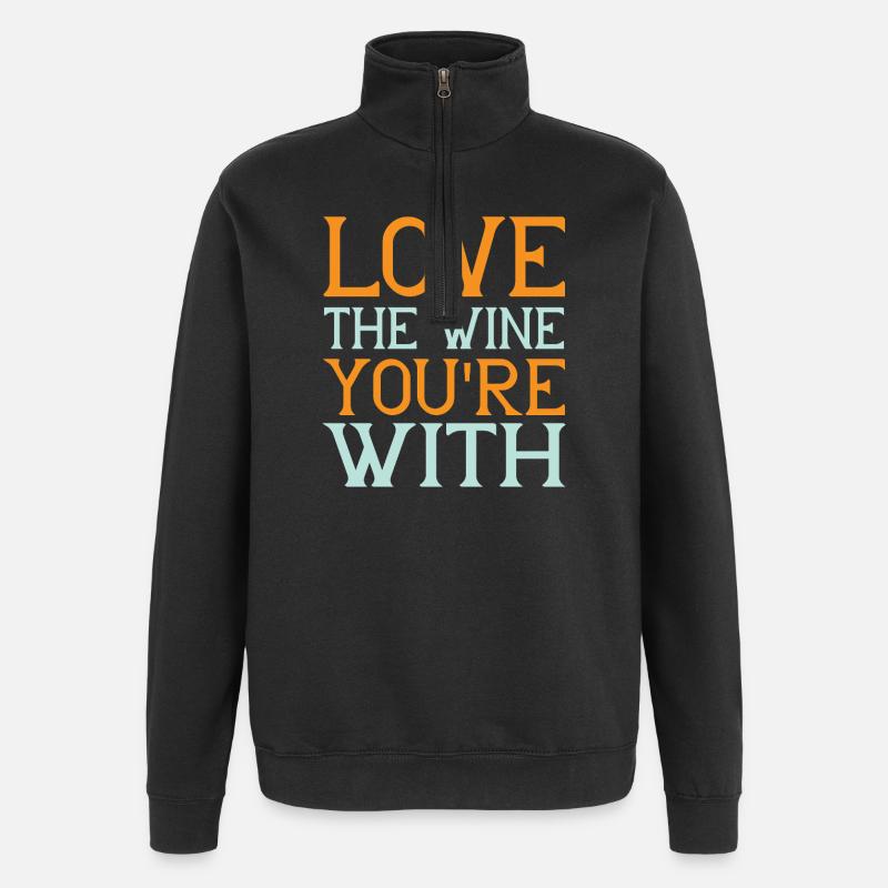 Aimer le vin - Sweat à zip 1/4 - noir