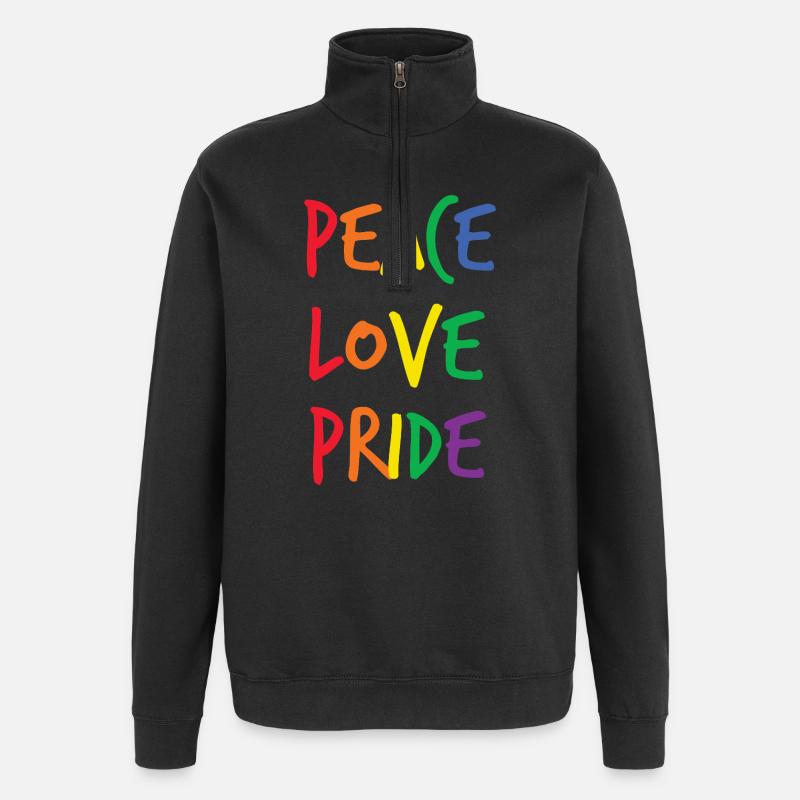 Rainbow Peace Love Pride - Quarter-Zip Sweatshirt - black