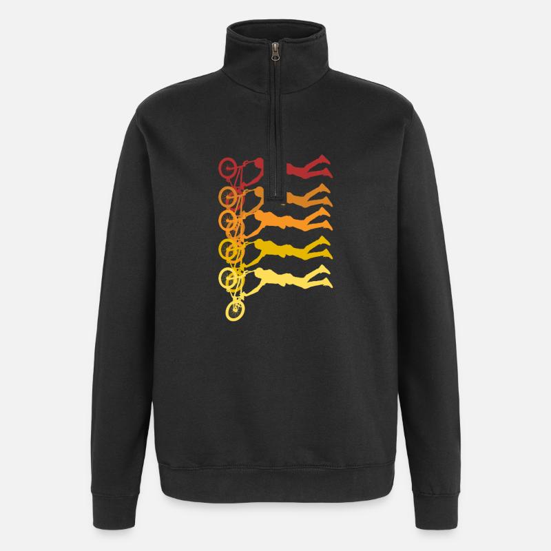 Farbige Radfahrer Silhouetten - Quarter-Zip-Sweatshirt - Schwarz