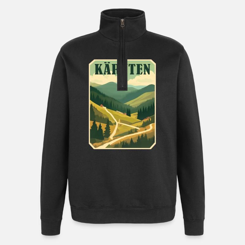 Kärnten retro Motiv - Quarter-Zip-Sweatshirt - Schwarz