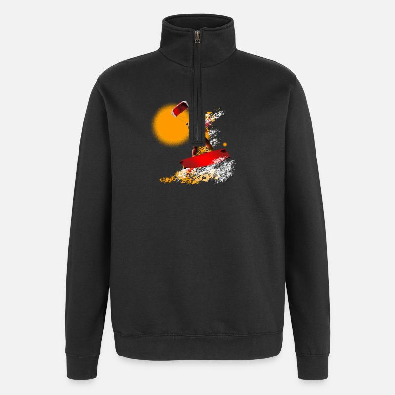 Kite Surfer Farbexplosion Print - Quarter-Zip-Sweatshirt - Schwarz