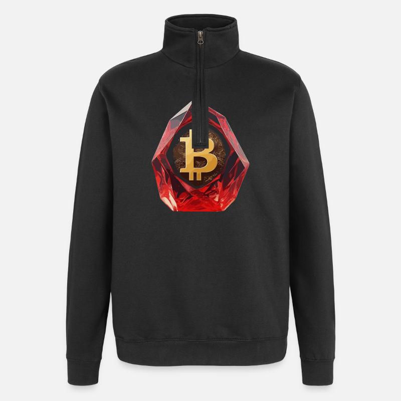 Gemstone Bitcoin Symbol Cryptocurrency - Quarter-Zip Sweatshirt - black