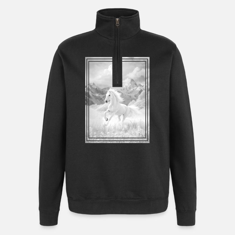 Pferd - Quarter-Zip-Sweatshirt - Schwarz