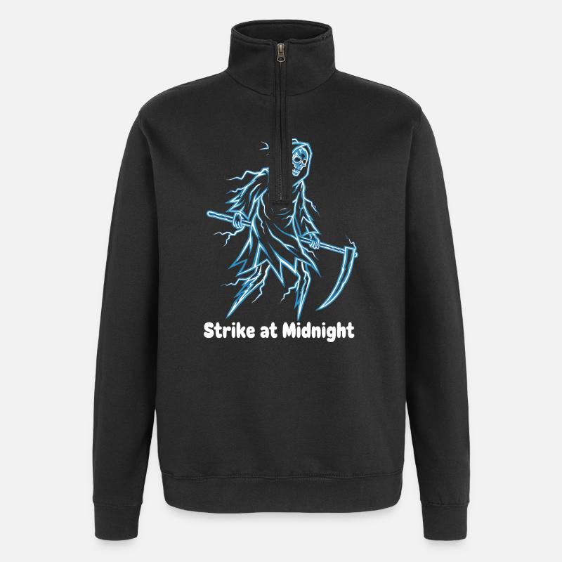 Mitternachts-Skelett Neon - Quarter-Zip-Sweatshirt - Schwarz