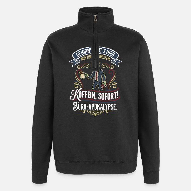 Kaffeezombie Büro-Apokalypse - Quarter-Zip-Sweatshirt - Schwarz