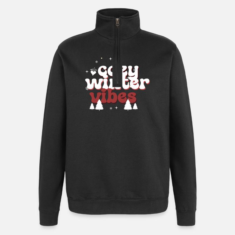 Cozy Winter Vibes Puffy Text - Quarter-Zip Sweatshirt - black