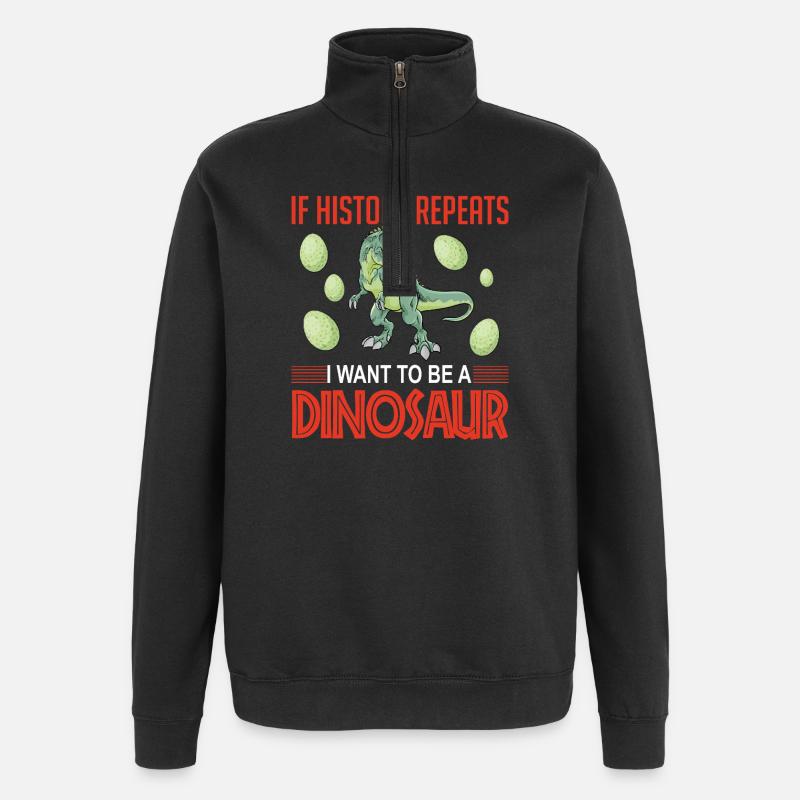 History repeats dinosaur - Quarter-Zip-Sweatshirt - Schwarz
