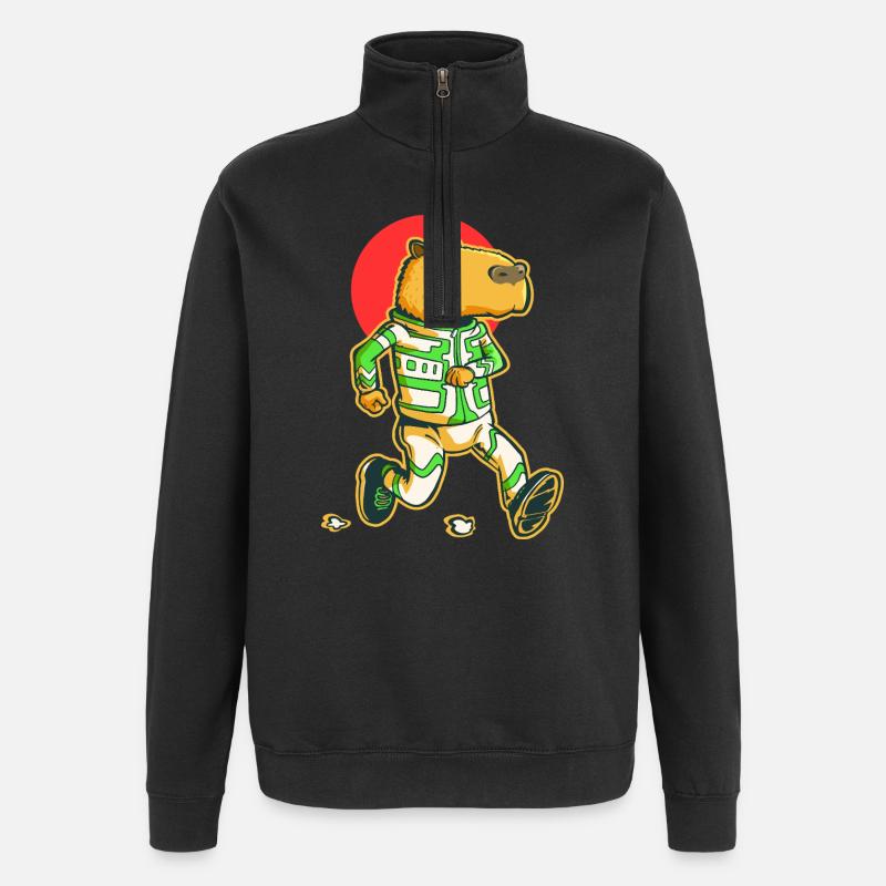 Kapybara-Läufer - Quarter-Zip-Sweatshirt - Schwarz