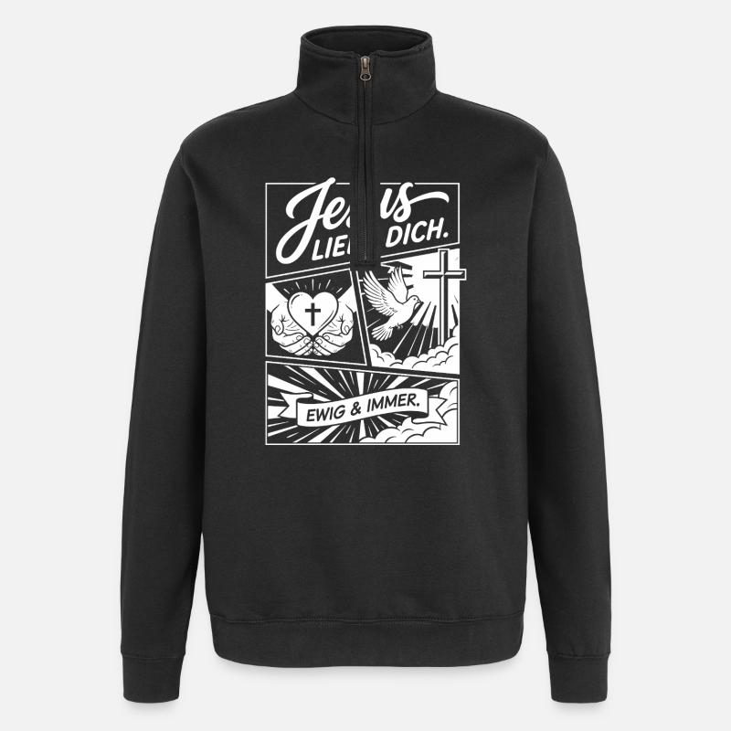 Jesus liebt dich Collage - Quarter-Zip-Sweatshirt - Schwarz