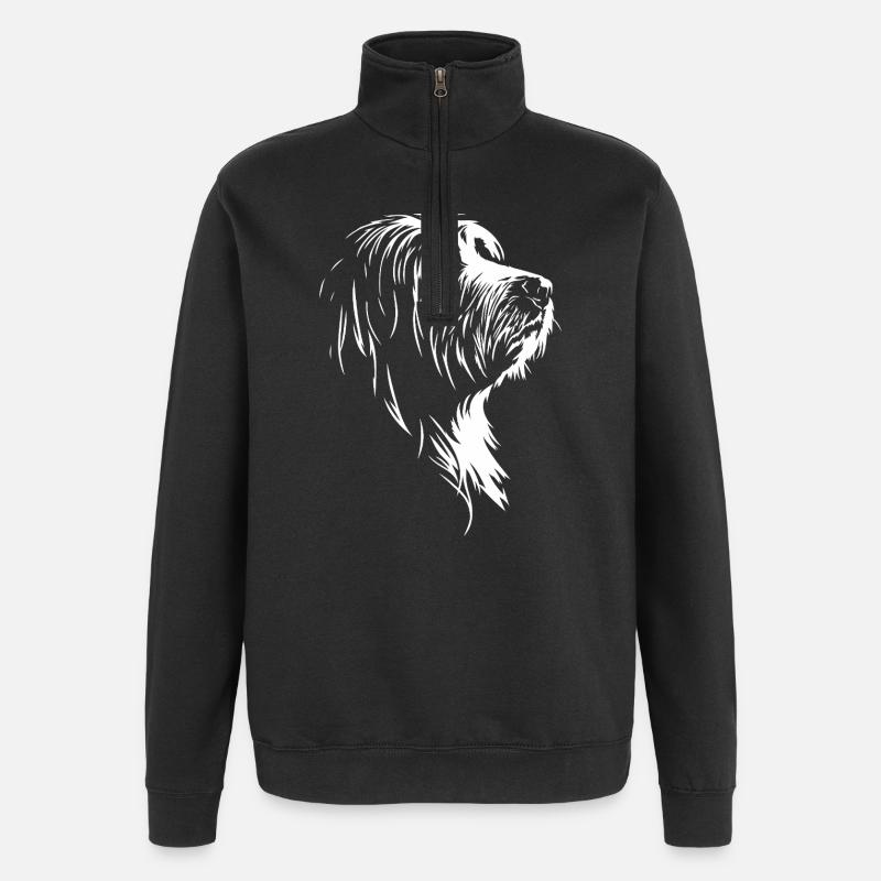Chien silhouette du colley barbu Wilsigns - Sweat à zip 1/4 - noir