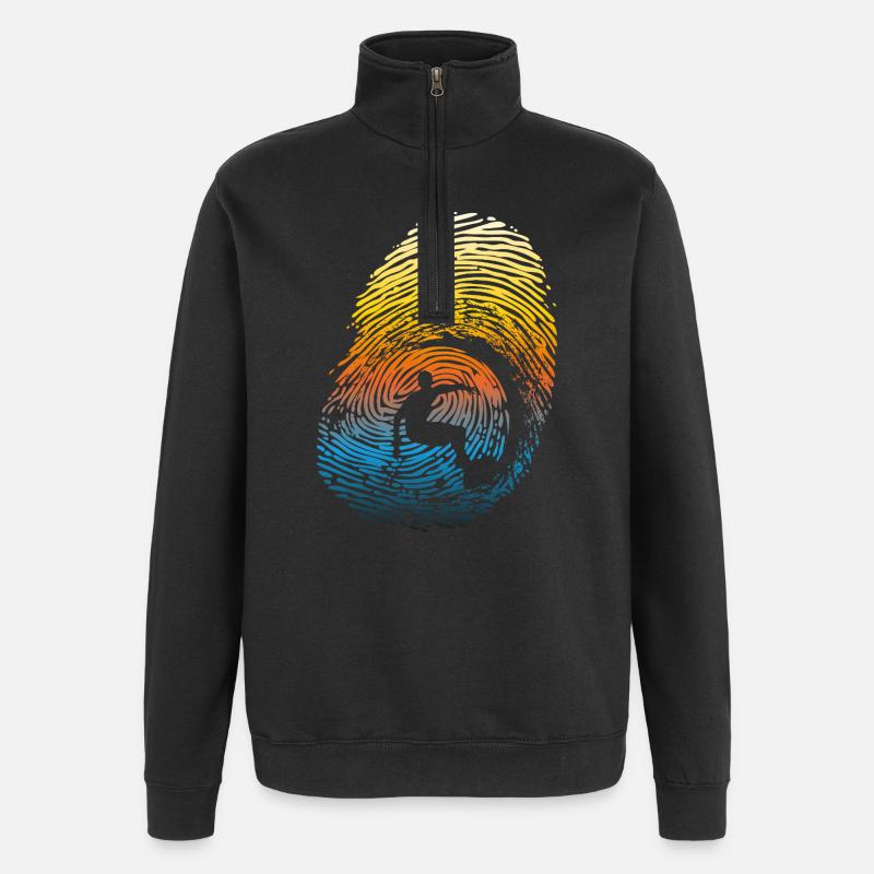 Sunset Rainbow Surf Fingerabdruck - Quarter-Zip-Sweatshirt - Schwarz