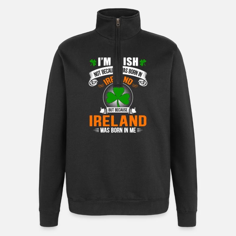 Fierté Irlandaise: née d'Irlande en moi - Sweat à zip 1/4 - noir