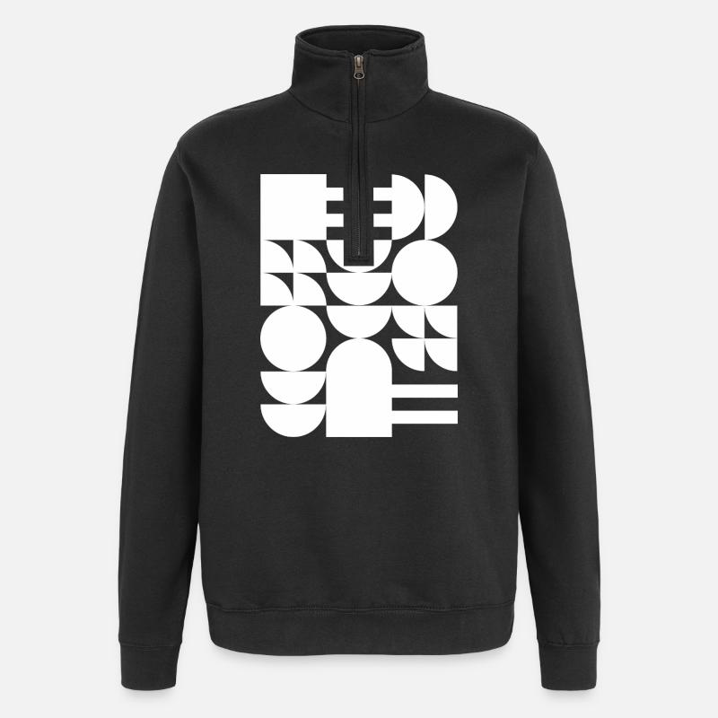 Monochromes geometrisches Mosaik - Quarter-Zip-Sweatshirt - Schwarz