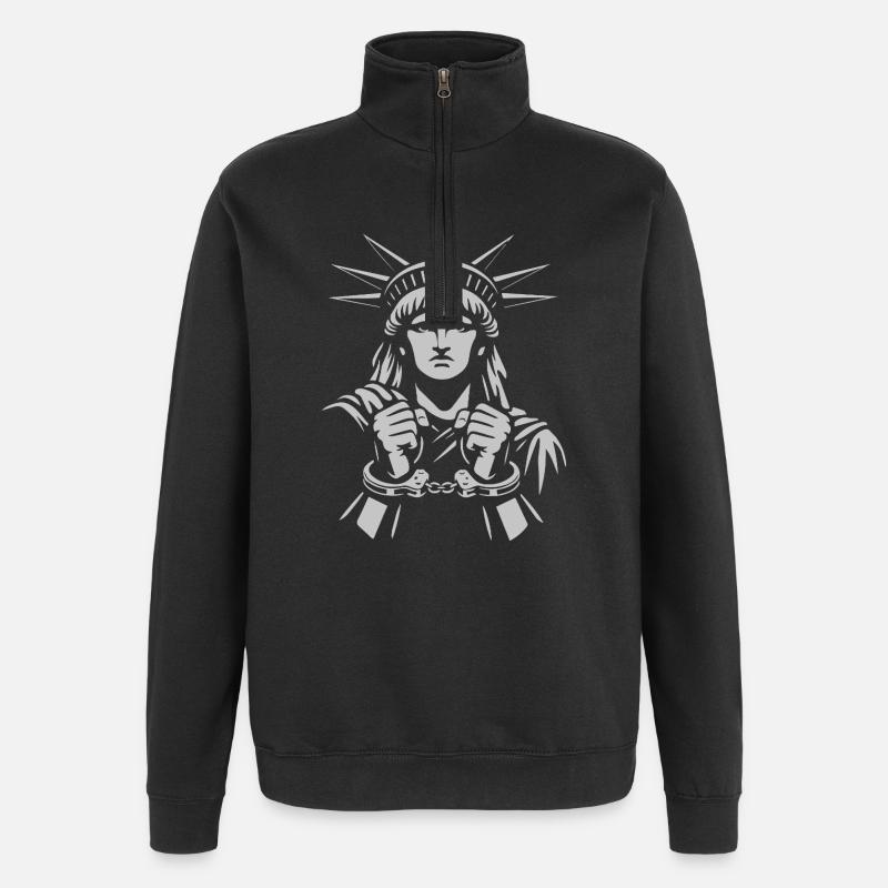 Statue de la Liberté enchaînée - Sweat à zip 1/4 - noir