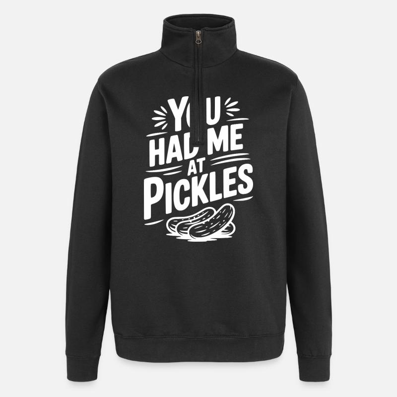 Tu m’as eu à Pickles - Sweat à zip 1/4 - noir