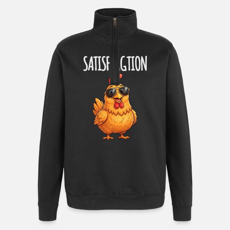 Satisfeggtion Huhn - Quarter-Zip-Sweatshirt - Schwarz