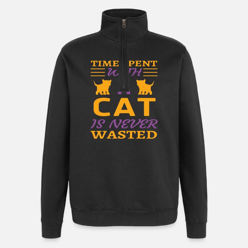 Passé du temps avec le chat - Sweat à zip 1/4 - noir