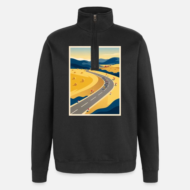 Route de juillet - Souvenir du cyclisme - Sweat à zip 1/4 - noir