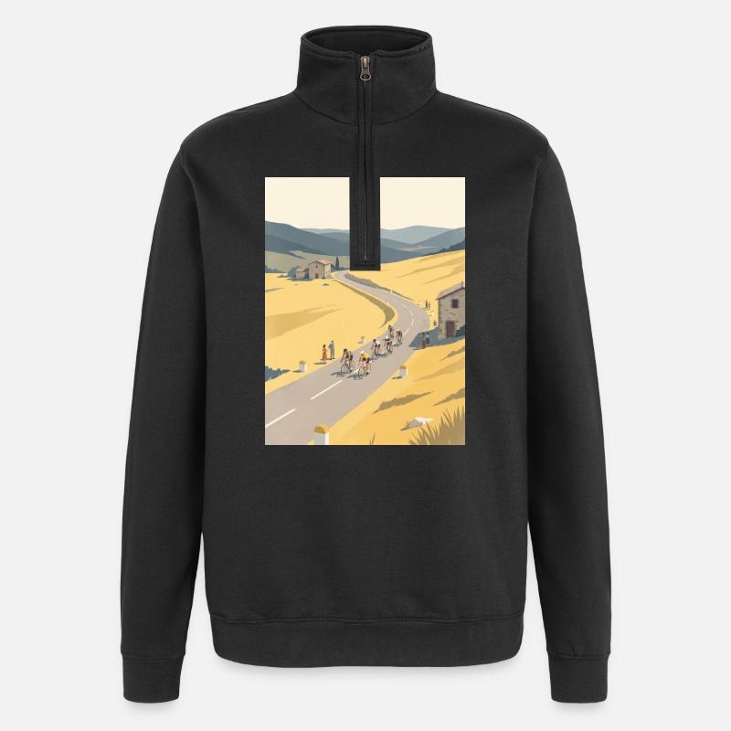 Évasion silencieuse — Souvenir du cyclisme - Sweat à zip 1/4 - noir
