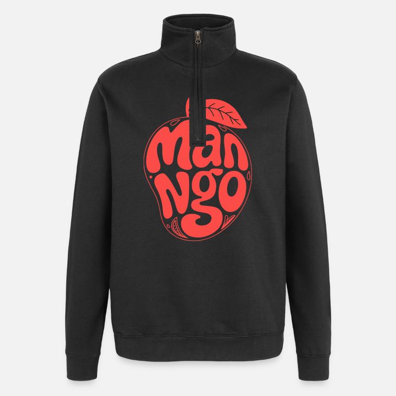 Groovy Mango Fruit Typografie - Quarter-Zip-Sweatshirt - Schwarz