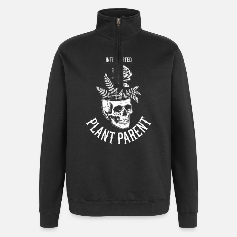 Introverted Plant Parent Skull - Quarter-Zip Sweatshirt - black