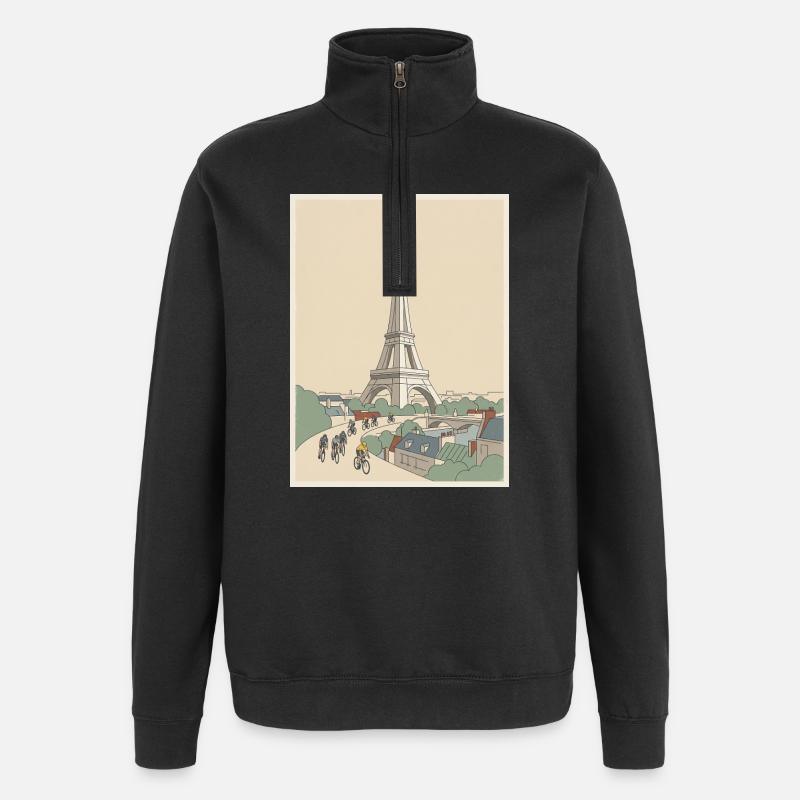 Paris Ride — Souvenir du cyclisme - Sweat à zip 1/4 - noir