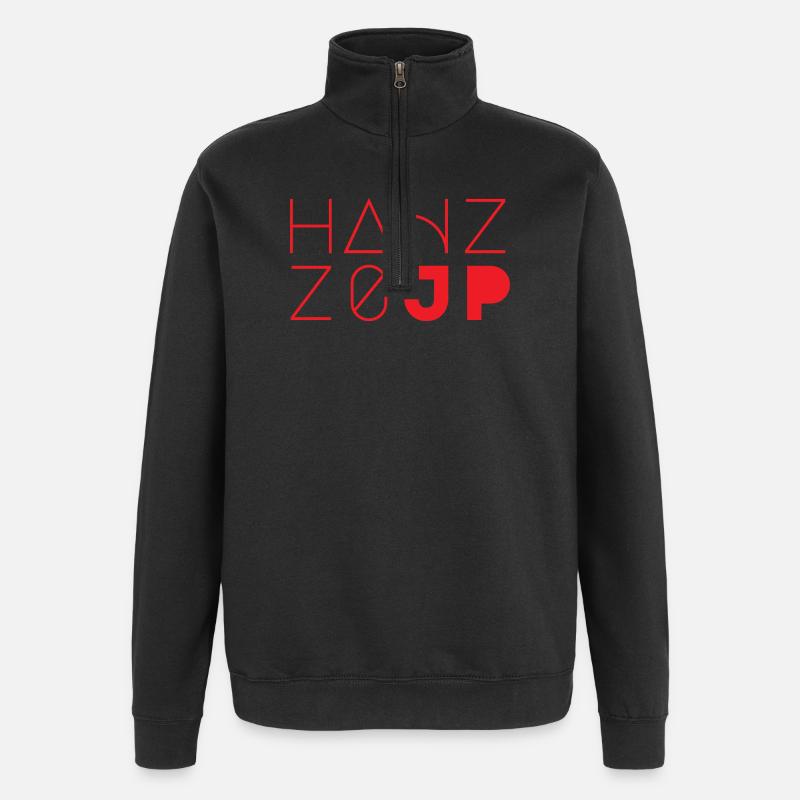 HANZZO - Sweat à zip 1/4 - noir