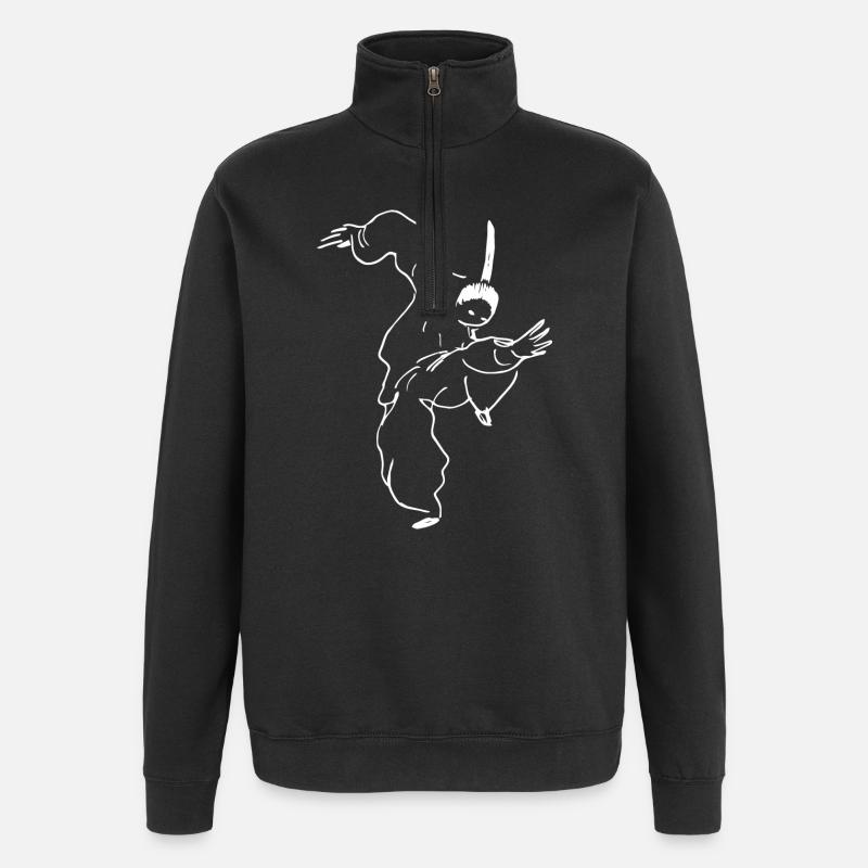 Combattant de kungfu - Sweat à zip 1/4 - noir