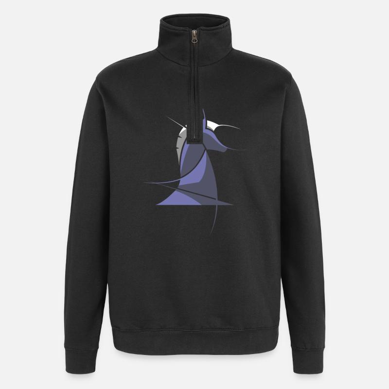 Schachpferd modern – Abstraktes Chess Design - Quarter-Zip-Sweatshirt - Schwarz