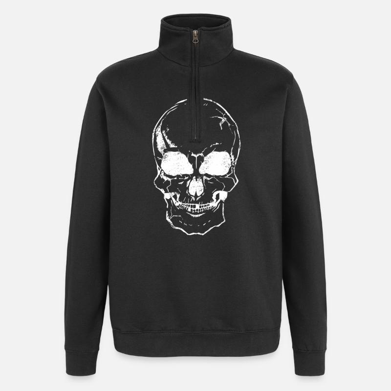craie blanche - Sweat à zip 1/4 - noir