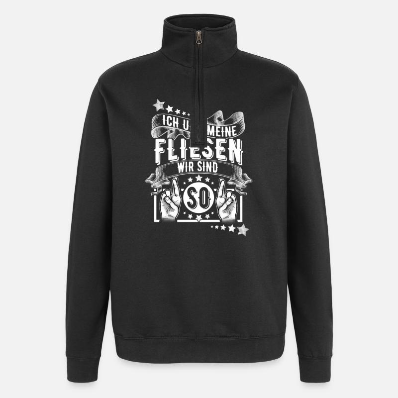 Fliesenleger - Quarter-Zip-Sweatshirt - Schwarz