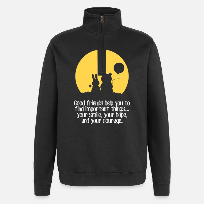 Lächeln, Hoffnung, Mut - Quarter-Zip-Sweatshirt - Schwarz