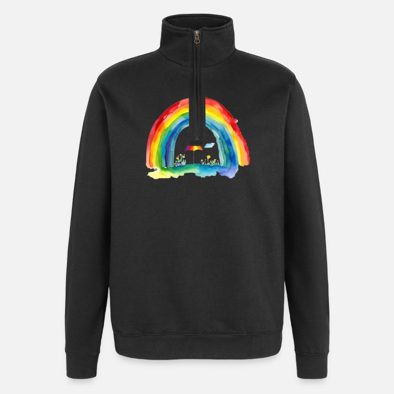 Rainbow - Quarter-Zip Sweatshirt - black