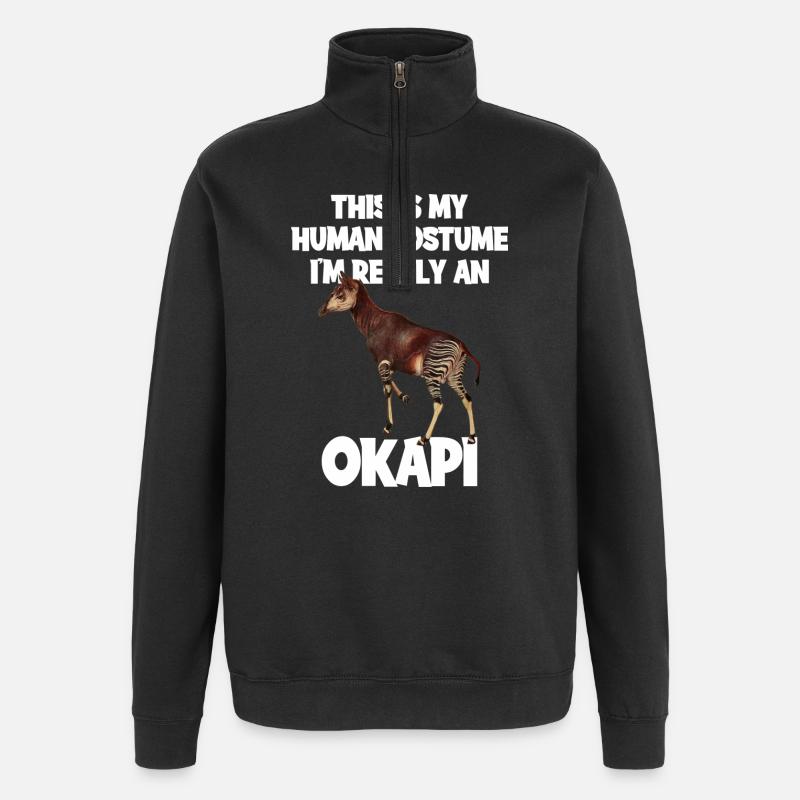 Okapi Zoo Expedition - Quarter-Zip Sweatshirt - black