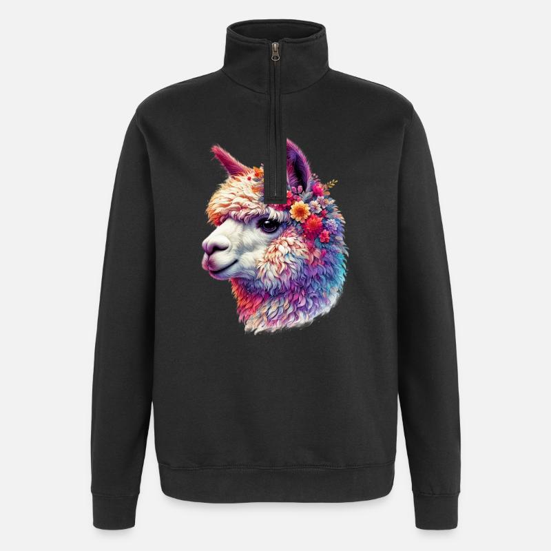 Alpaka - Quarter-Zip-Sweatshirt - Schwarz