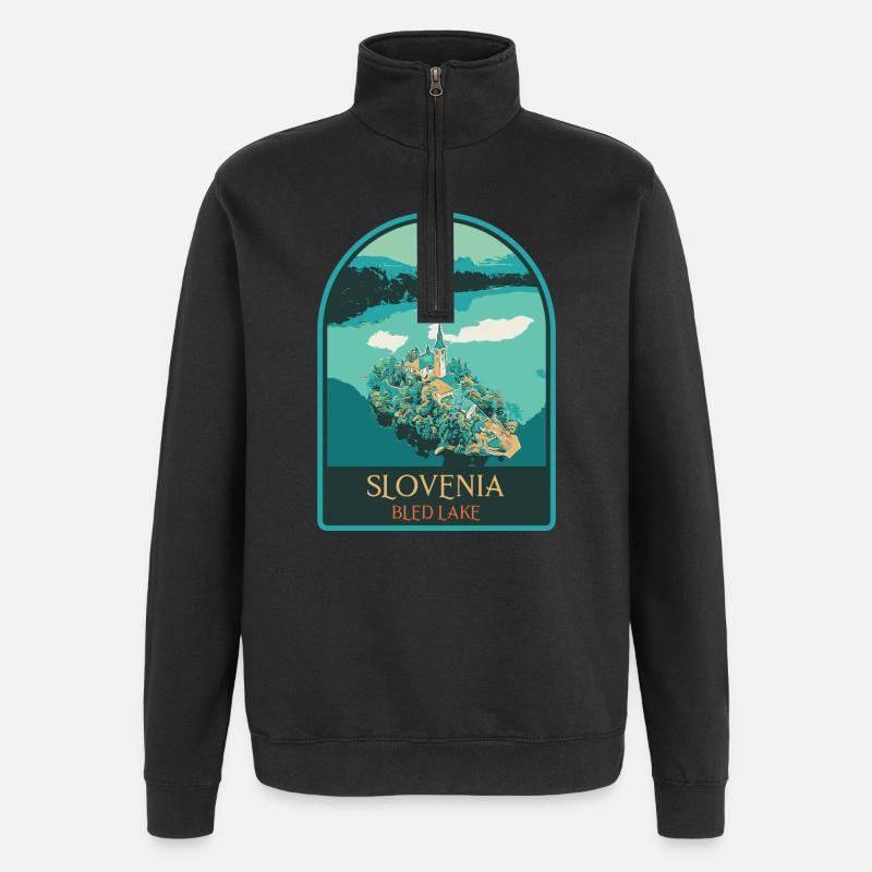 Illustration : L'île enchantée de Bled - Sweat à zip 1/4 - noir