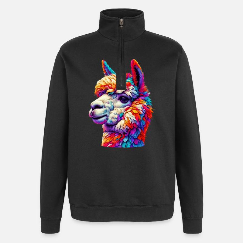 Alpaka - Quarter-Zip-Sweatshirt - Schwarz