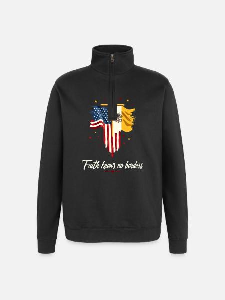 American and Vatican Flag - Quarter-Zip Sweatshirt - black