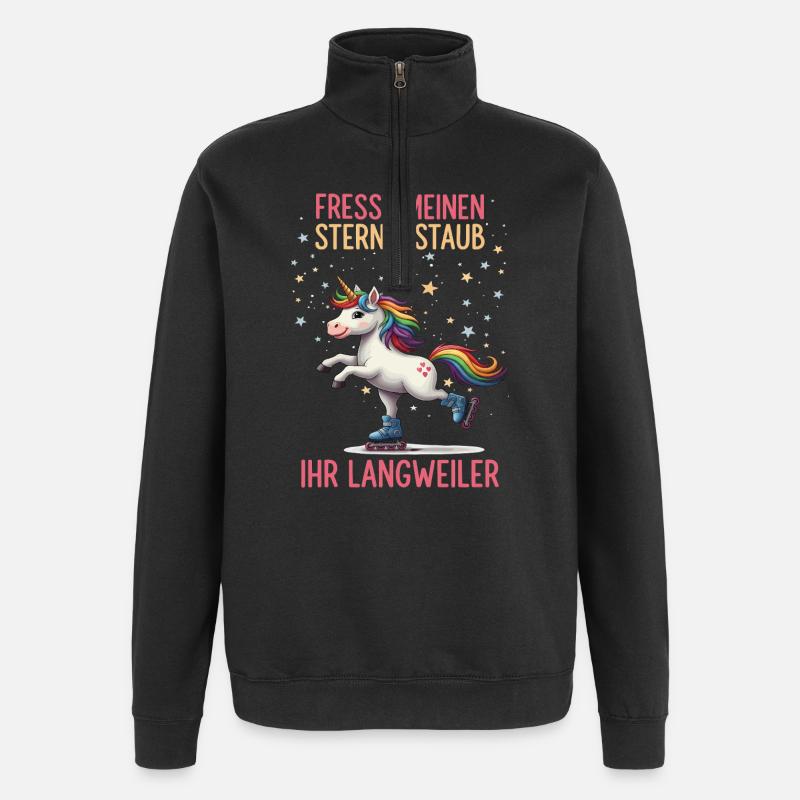 Rollschuh Einhorn - Quarter-Zip-Sweatshirt - Schwarz