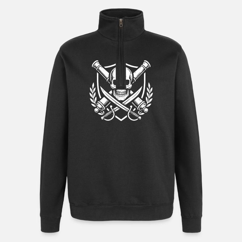 Pirate crest - Quarter-Zip Sweatshirt - black