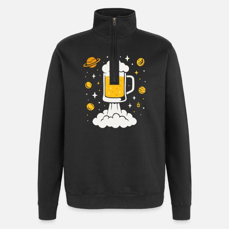 Fusée à bière dans l’espace - Sweat à zip 1/4 - noir