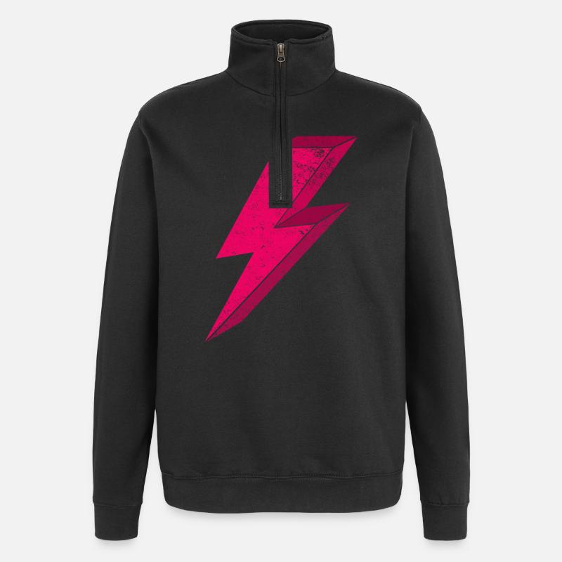 Conception d'éclair rose vif 3D - Sweat à zip 1/4 - noir
